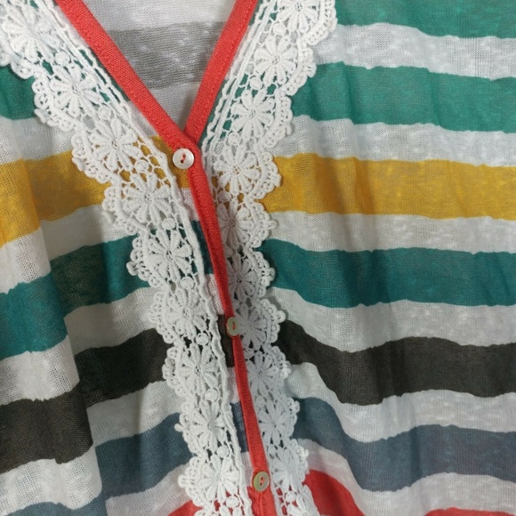 cache cache womens large stripe lace button boho c - Picture 6 of 6